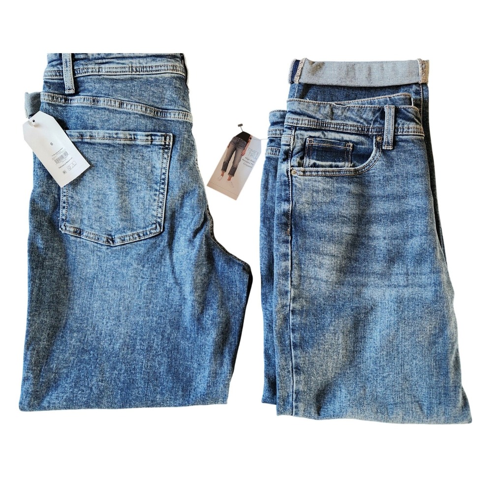 2 pair Size 6 Womans Dark Wash Relaxed Boyfriend Denim Jeans - Picture 3 of 5